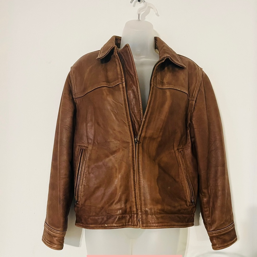 GAPkids Genuine Leather Jacket with wool like liner